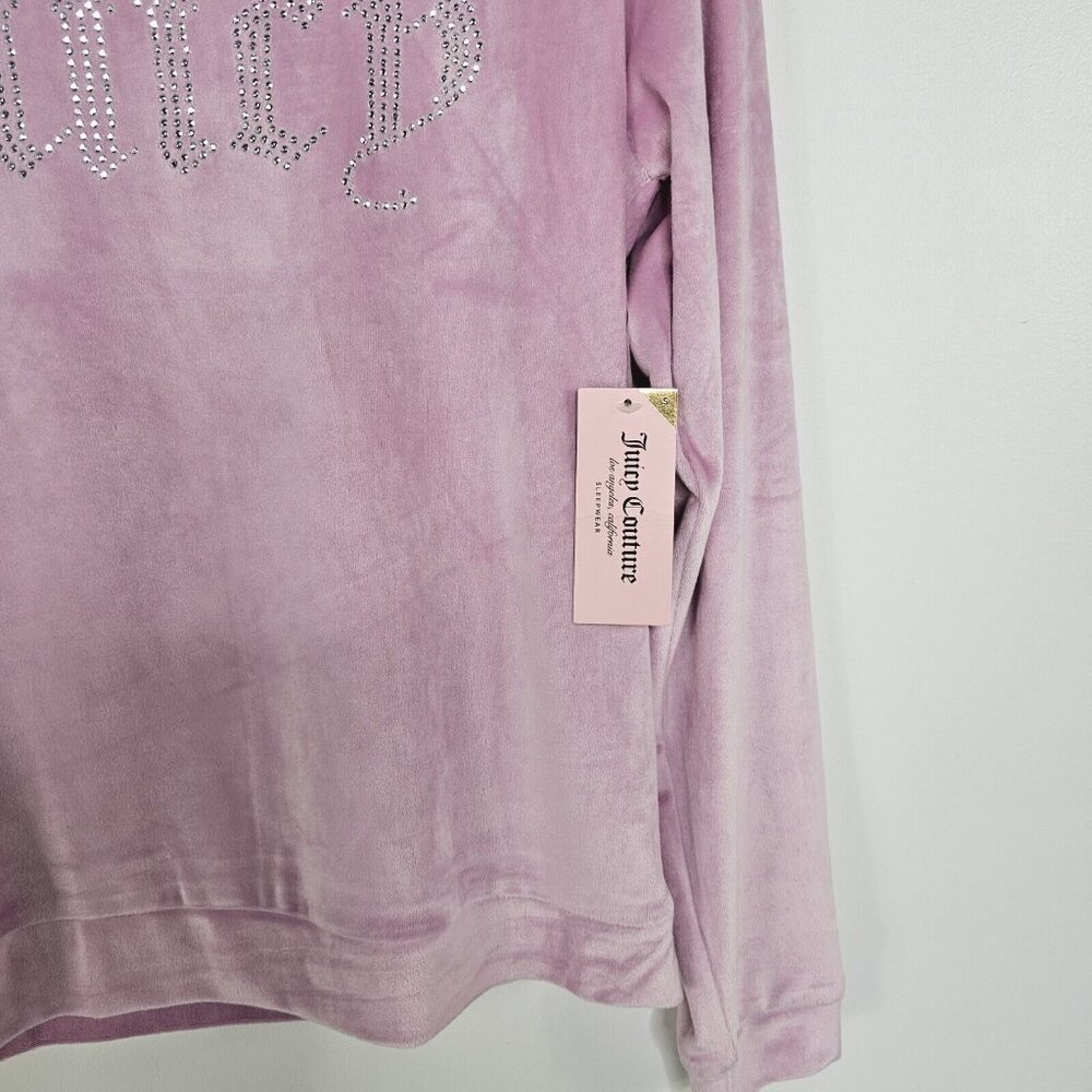 Juicy Couture Womens Pink Velour Sweatshirt Small Rhinestone Spellout Bling Soft - Picture 4 of 10